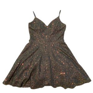 City studios V-neck Sparkle Sequins Cocktail Homecoming Dress